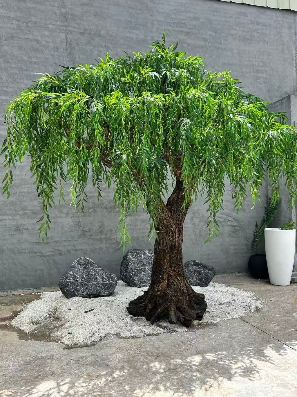 Base of the 3.5m artificial willow where the trunk meets the ground