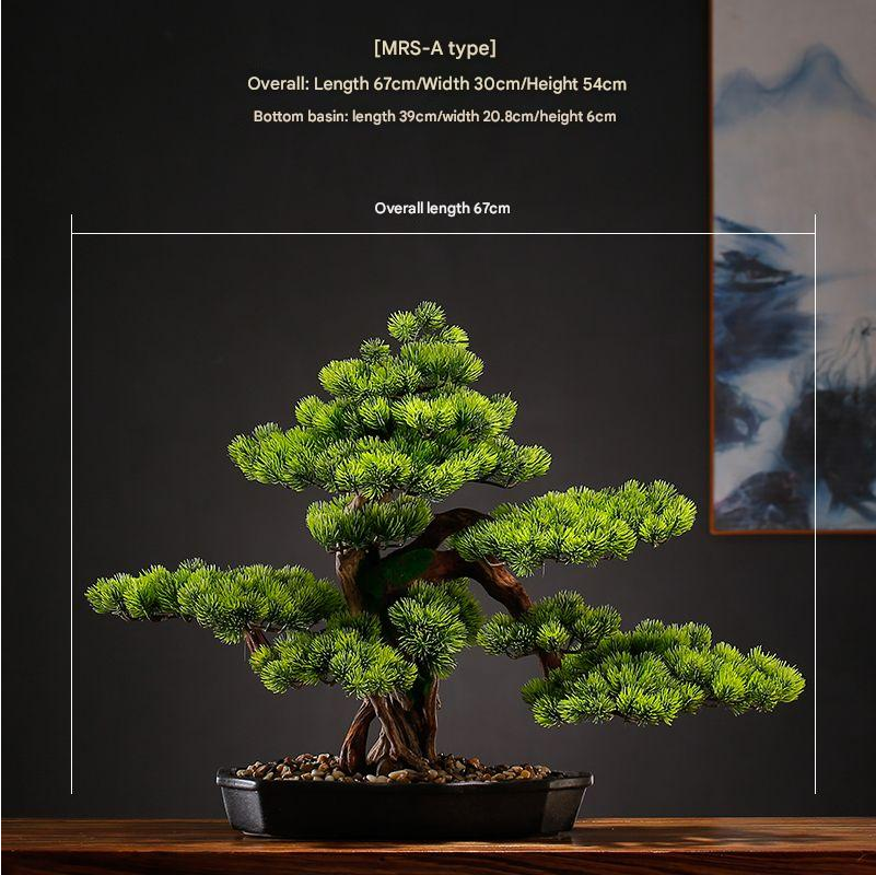Artificial welcome-pine bonsai for indoor decoration, branches trained into pads