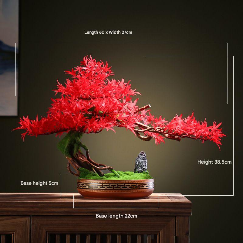 The bonsai ornament used as an accent piece in an interior design scheme
