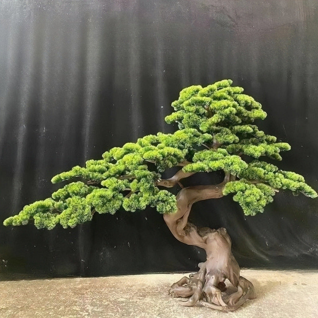The solid wood trunk of the welcome pine with its bark grain still visible