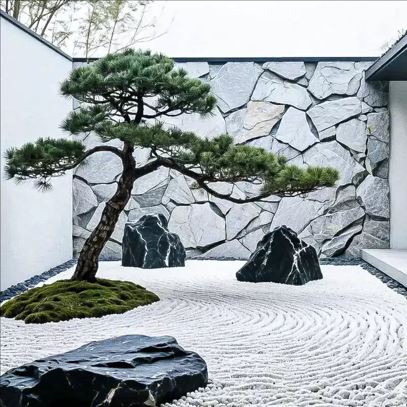 The sculpted trunk of the 10ft Japanese pine bending between its branch tiers