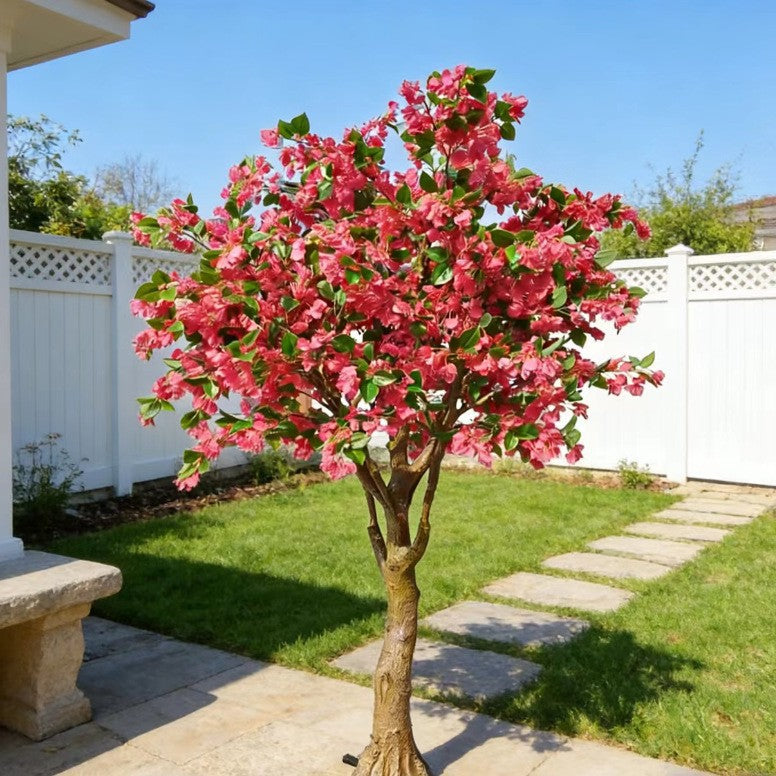 Artificial maple tree 8ft (240cm) tall, its canopy spreading over an open branch frame