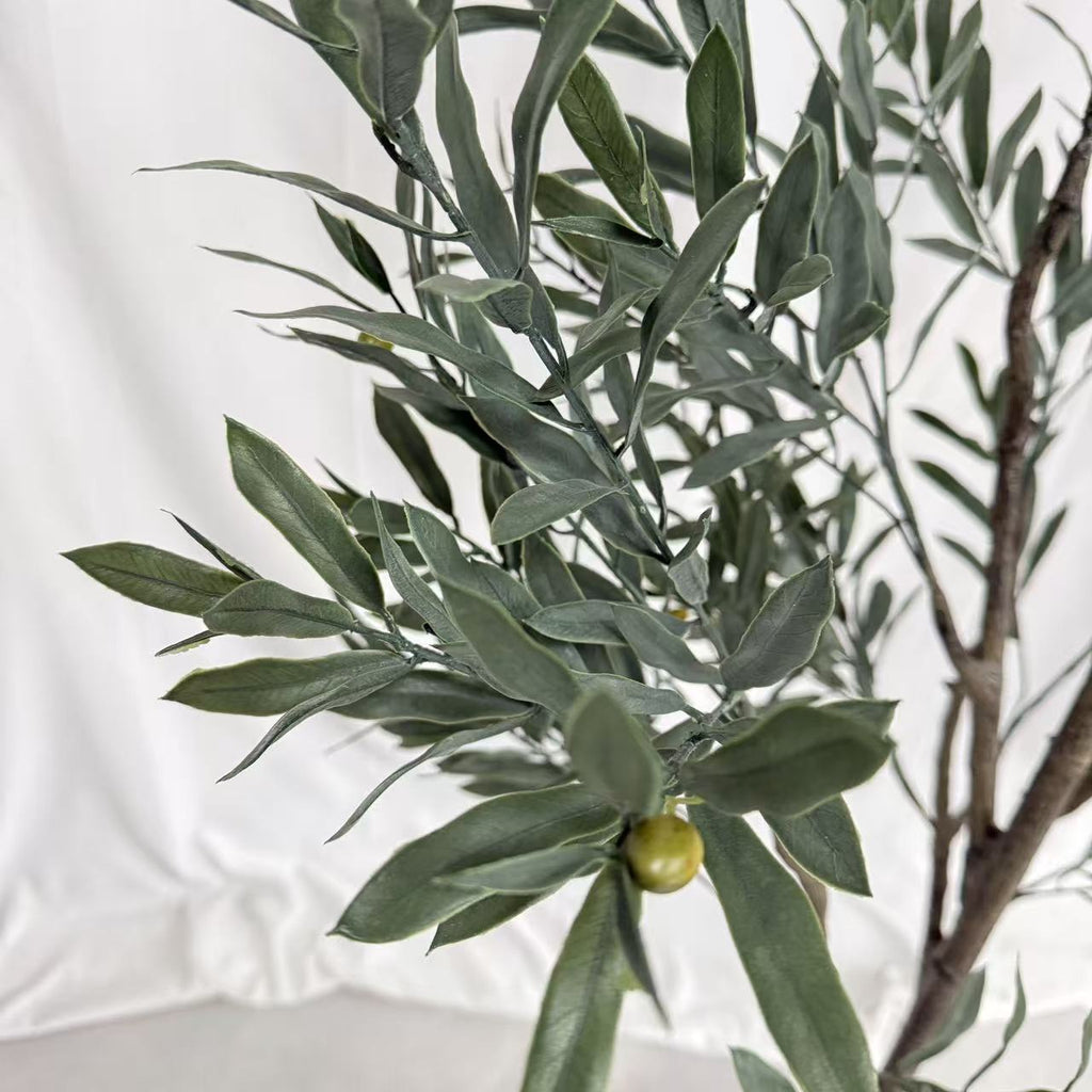 The 4ft and 6ft artificial olive trees shown together for height comparison