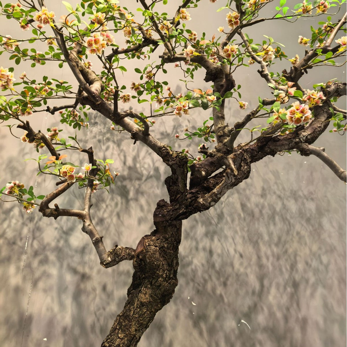 The blossom tree set under a stairwell as an indoor landscaping feature