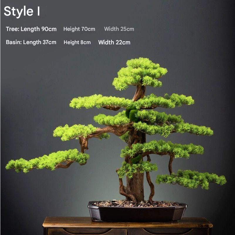 Bark texture moulded up the length of the 4ft artificial pine bonsai trunk