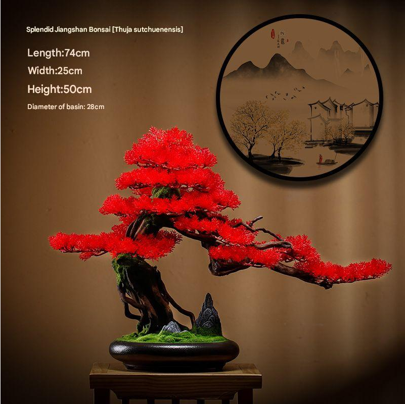 Pot and base of the 1.2m artificial pine bonsai, topped with moss and stone