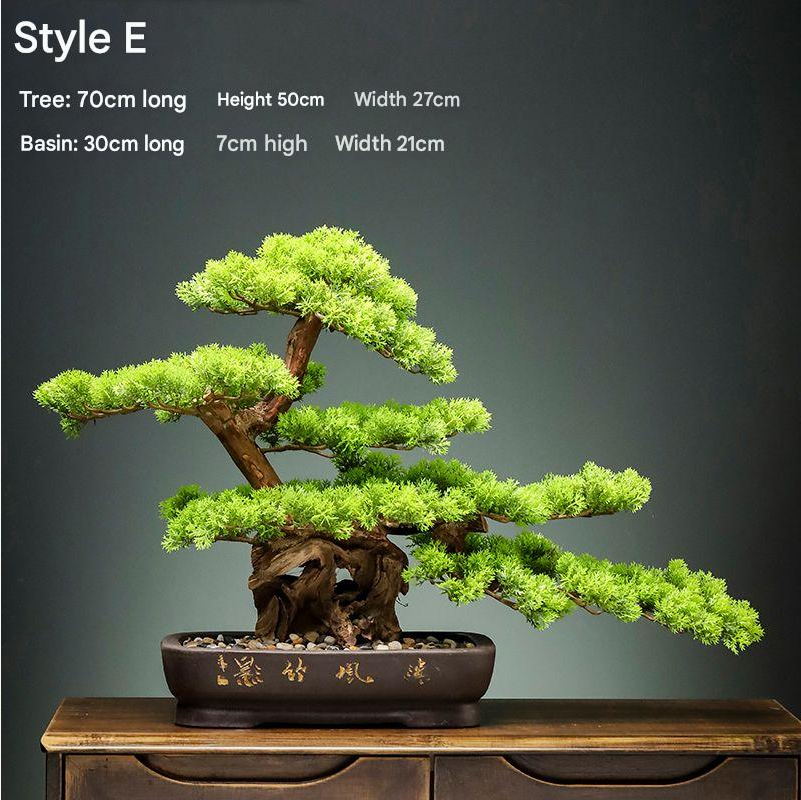 Pot and base of the 4ft artificial pine bonsai, topped with moss and stone