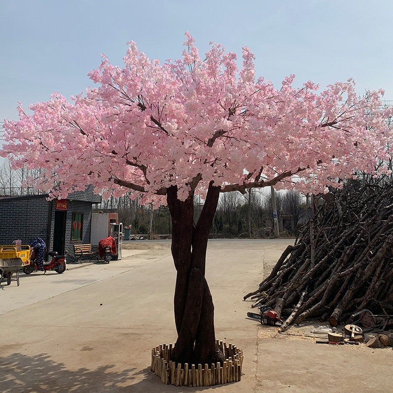 Artificial cherry blossom tree 5ft tall, pink sakura flowers massed on bare branches