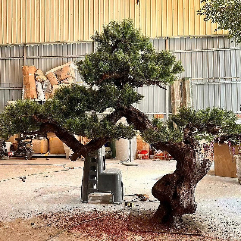 Realistic Japanese faux pine with branches trained into wide, open horizontal tiers