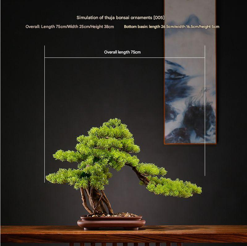 The moss and stone finish across the potting surface of the bonsai