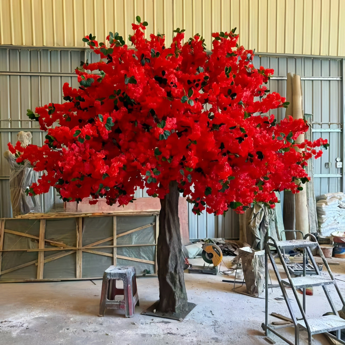 Artificial cherry blossom tree with sakura flowers on a moulded fibreglass trunk