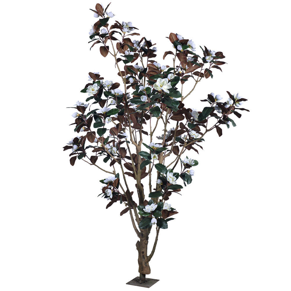 Floor planter and base of the 320cm artificial magnolia, topped with moss