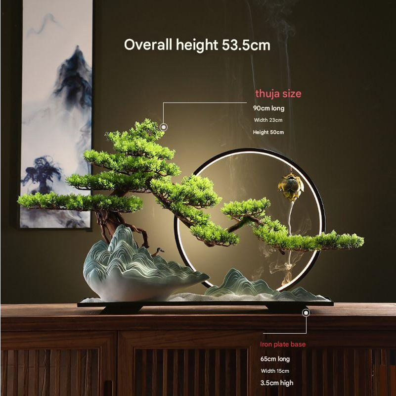 The small bonsai on a shelf beside books as a home decor accent piece