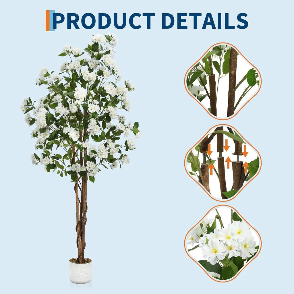 Artificial Osmanthus Tree — 3.9 to 5.9 ft, Weighted Base with Lifelike Blooms