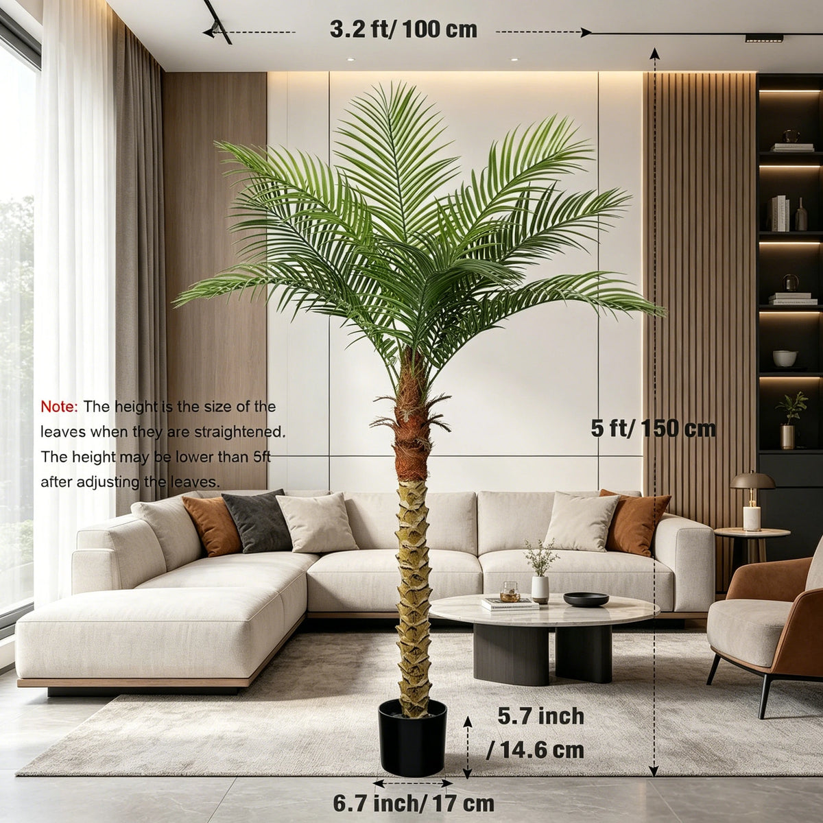 Artificial Golden Cane Palm — 4.5 to 9 ft, Single or Pair