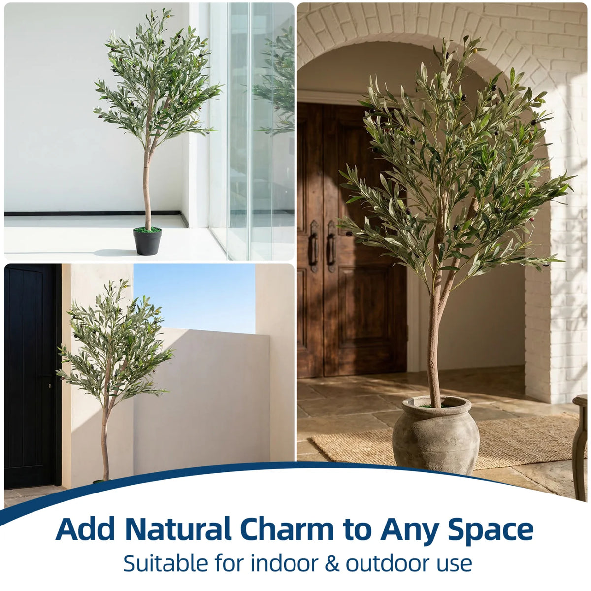 Artificial Olive Tree — 5 ft, Natural Wood Trunk with Lifelike Fruit
