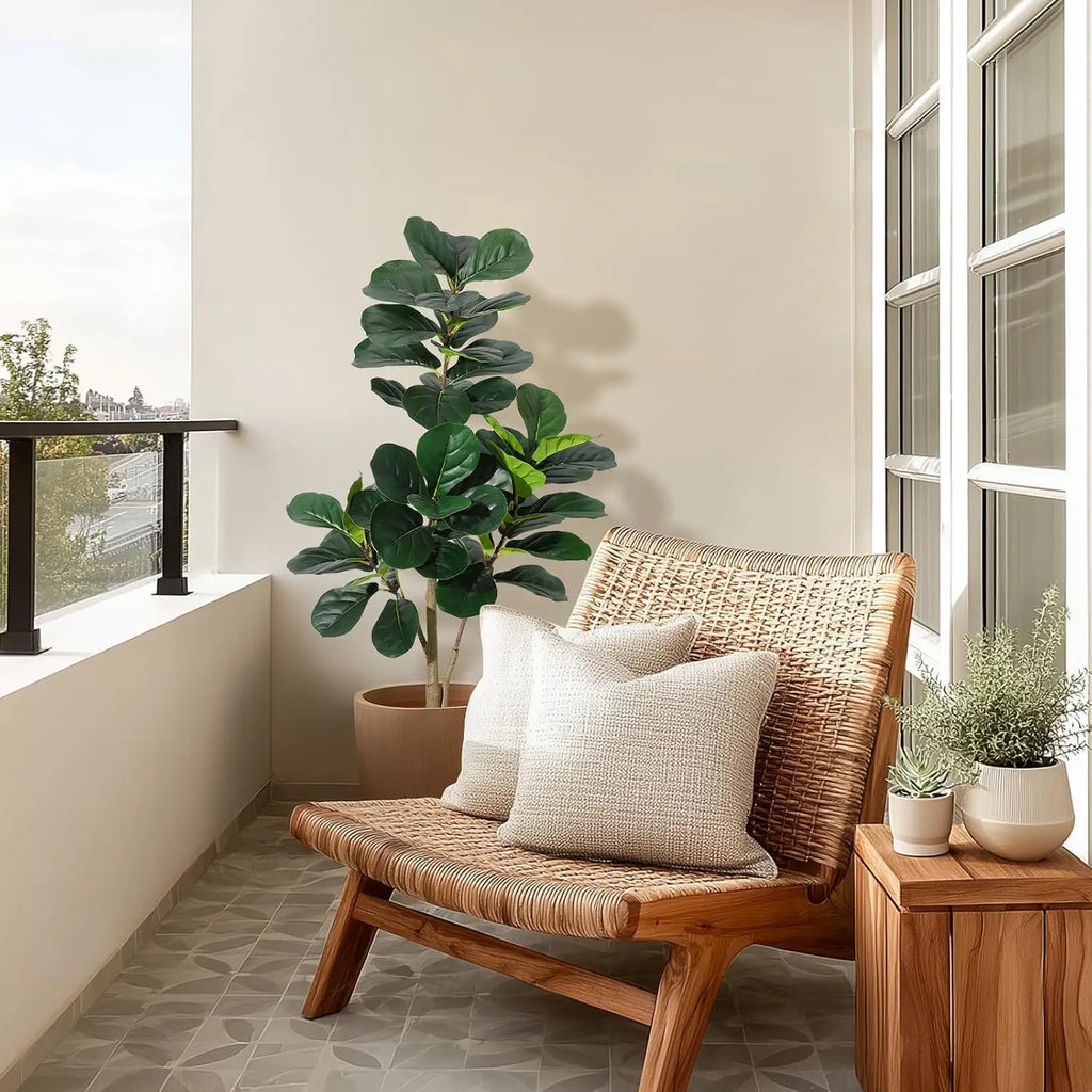 Artificial Fiddle Leaf Fig Tree — 4 to 7 ft, Weighted Planter, 5-Minute Assembly