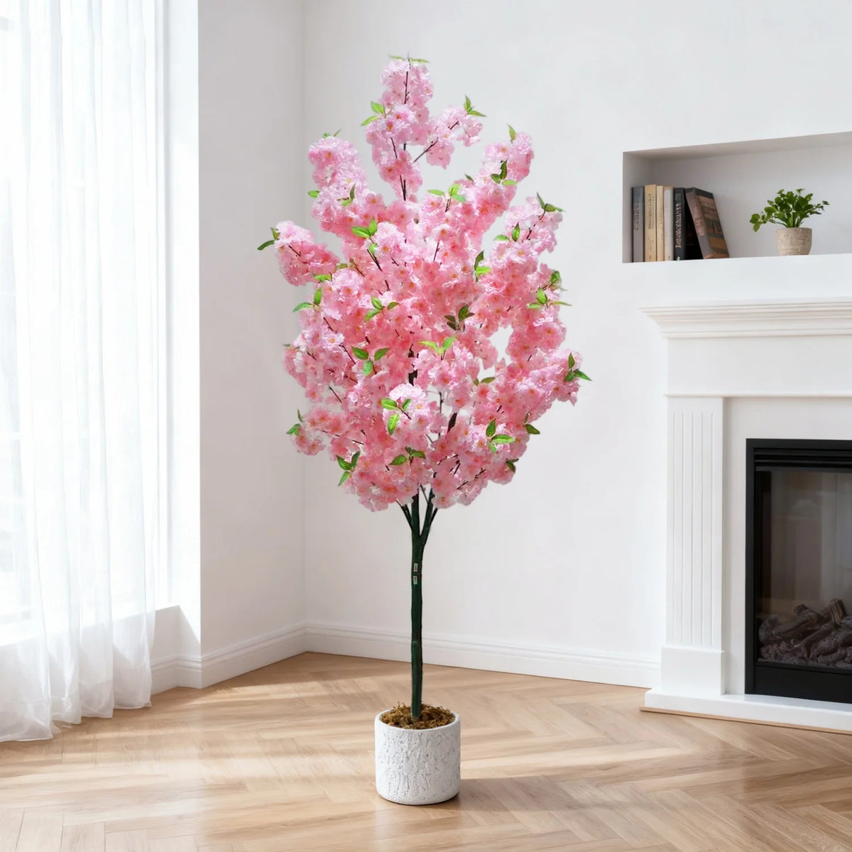 Artificial Cherry Blossom Tree, 5 to 6 ft, PVC Frame, Single or Double Pole
