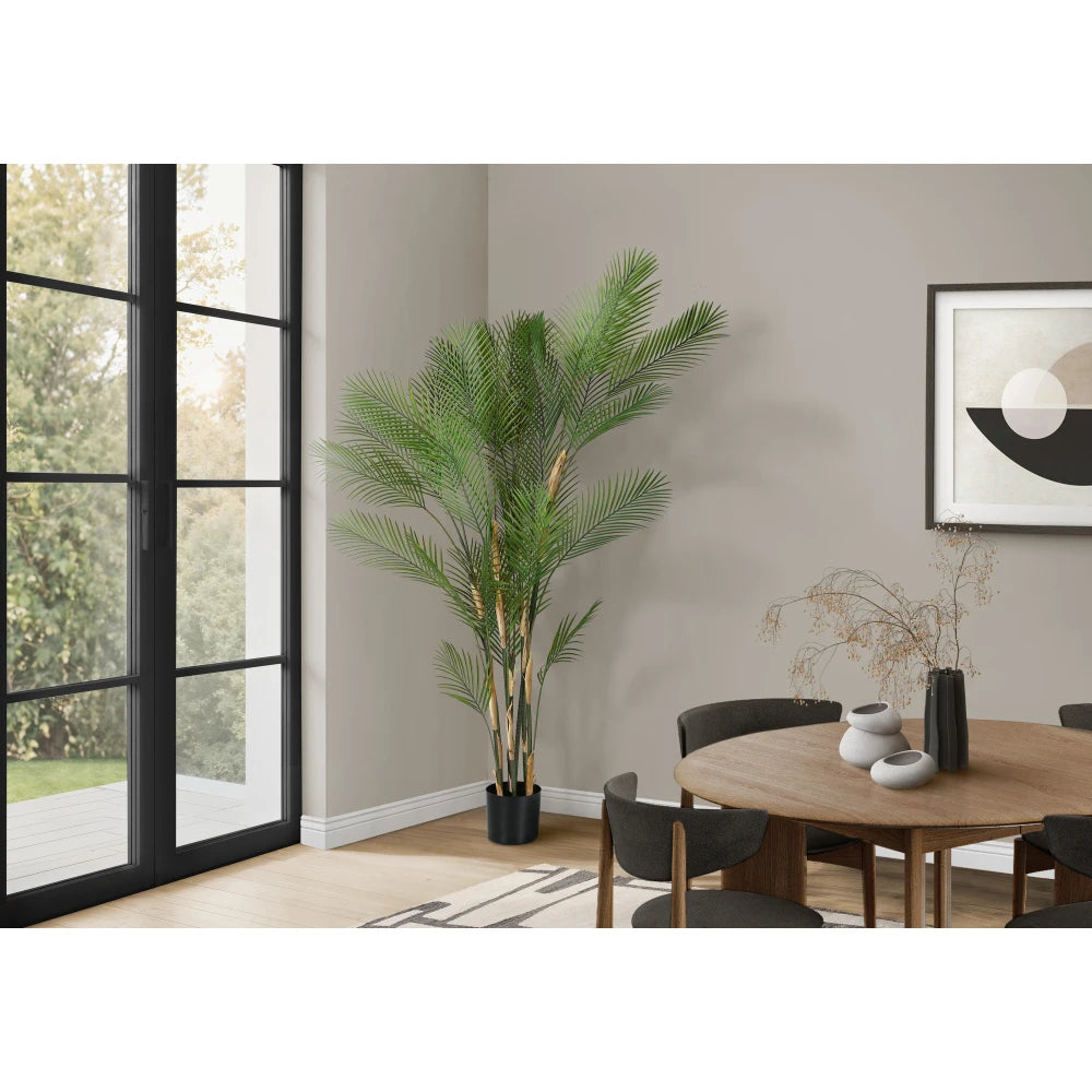 Artificial Palm Tree — 6.9 ft, 32 Real-Touch Leaves, Multi-Stem