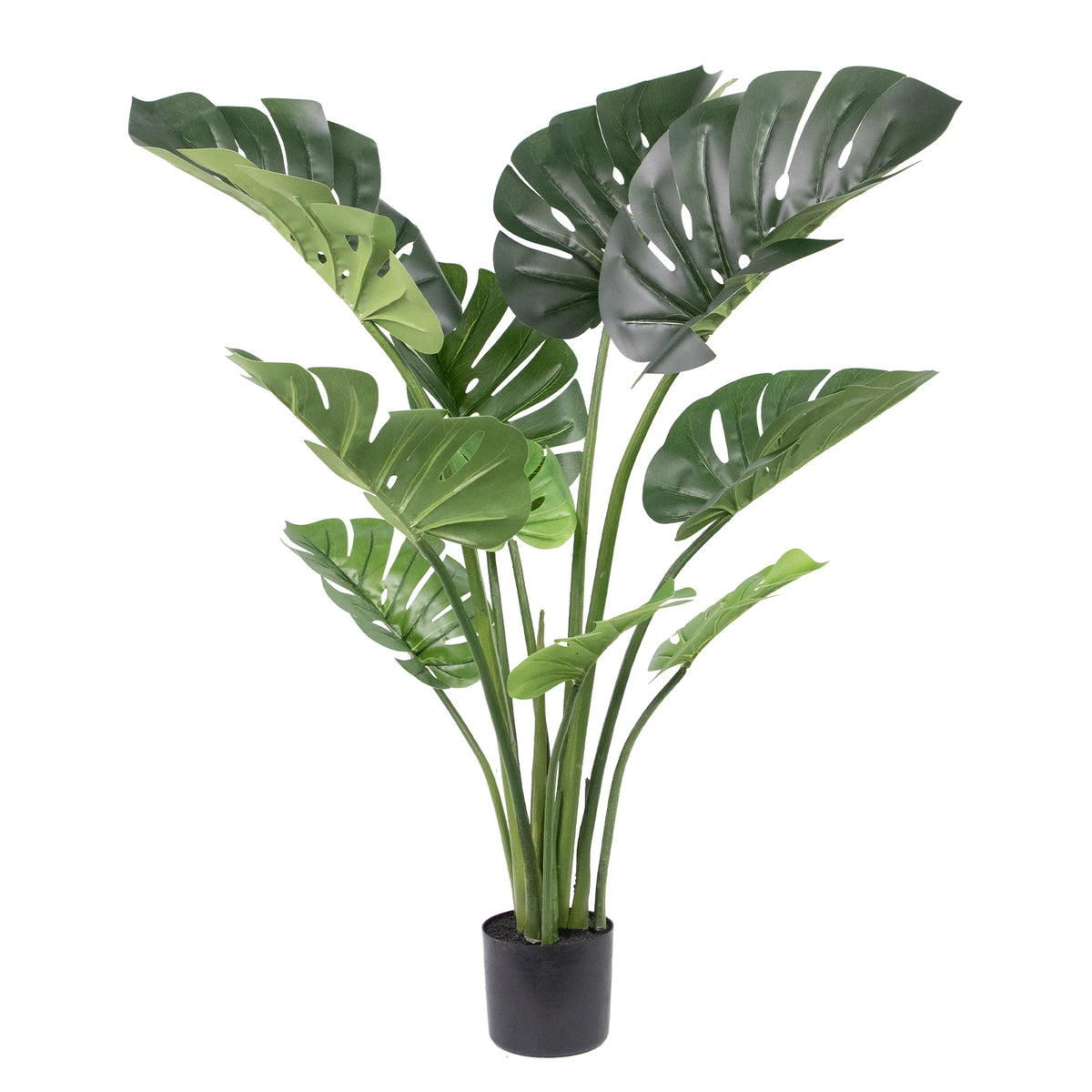 Artificial Monstera Deliciosa — 90 to 120 cm, Black Pot, Single or Pair