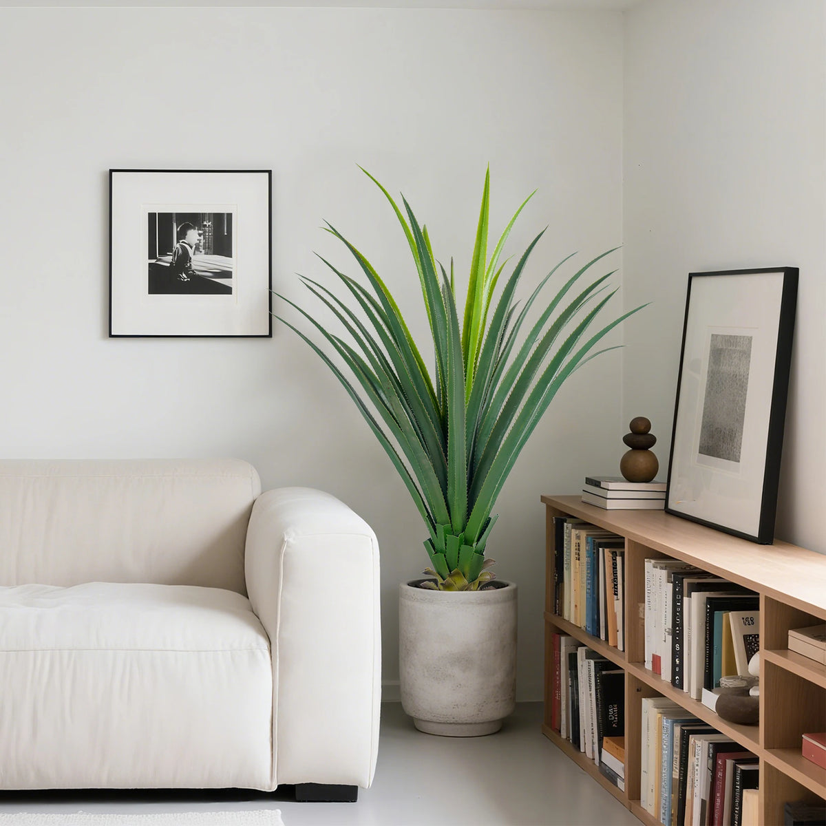 Artificial Agave Plant — 3 to 4 ft, Spiked Leaves in Black Pot