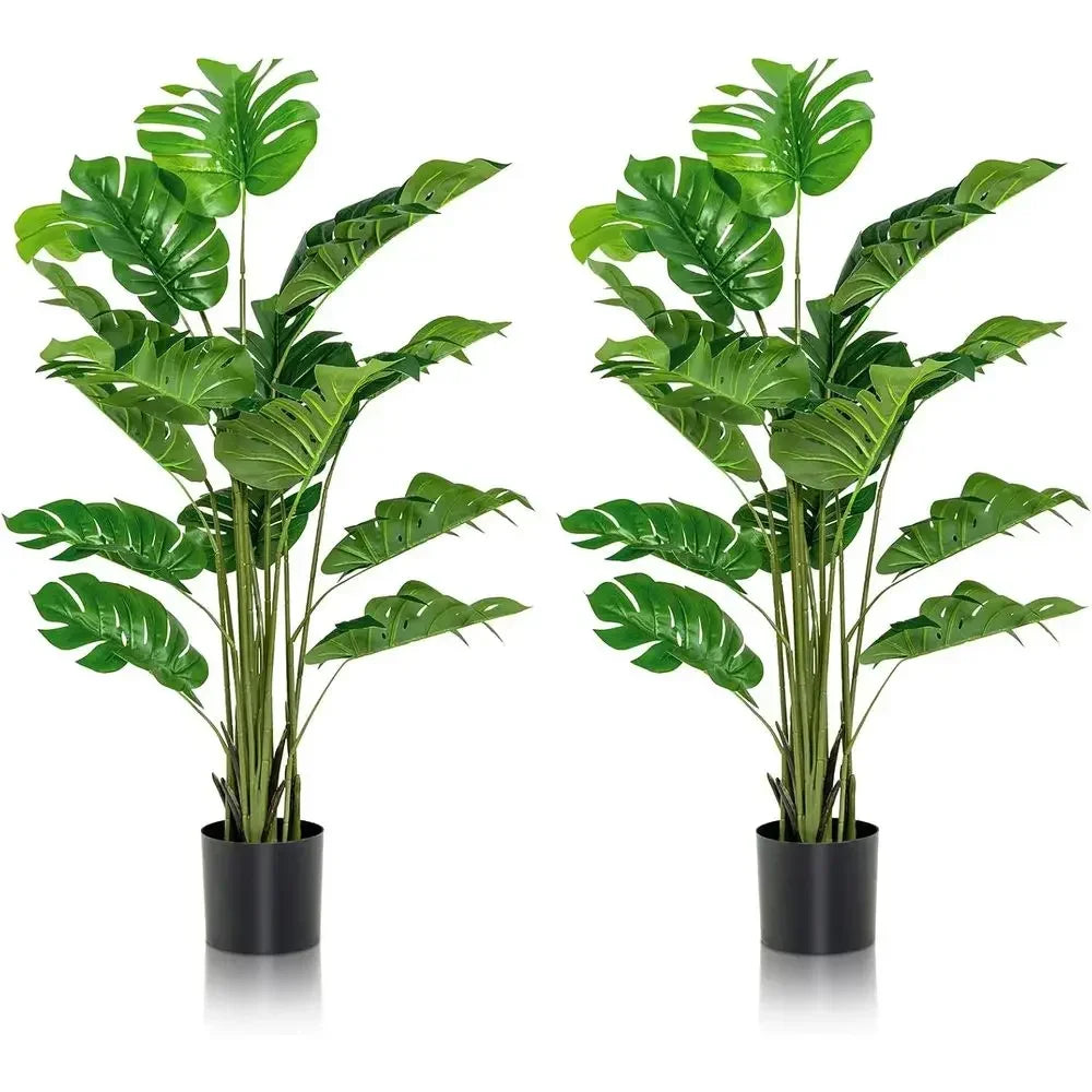 Artificial Monstera Deliciosa — 5 ft, 15 Leaves, Cement-Style Pot
