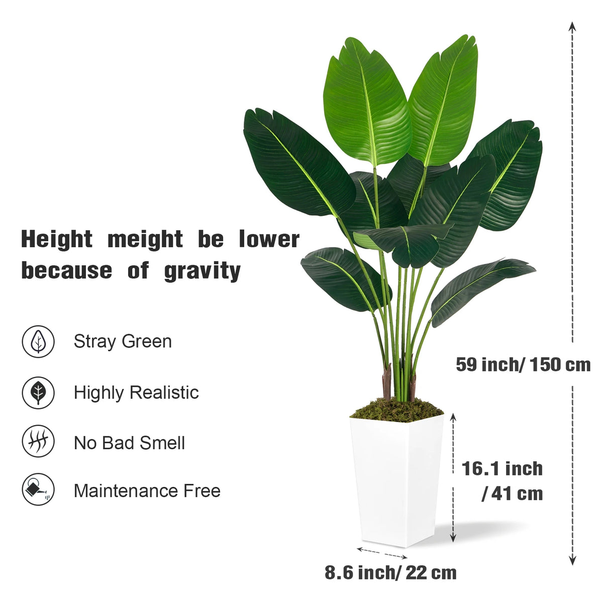 Artificial Bird of Paradise Plant — 4.1 ft, Silk Foliage in White Planter