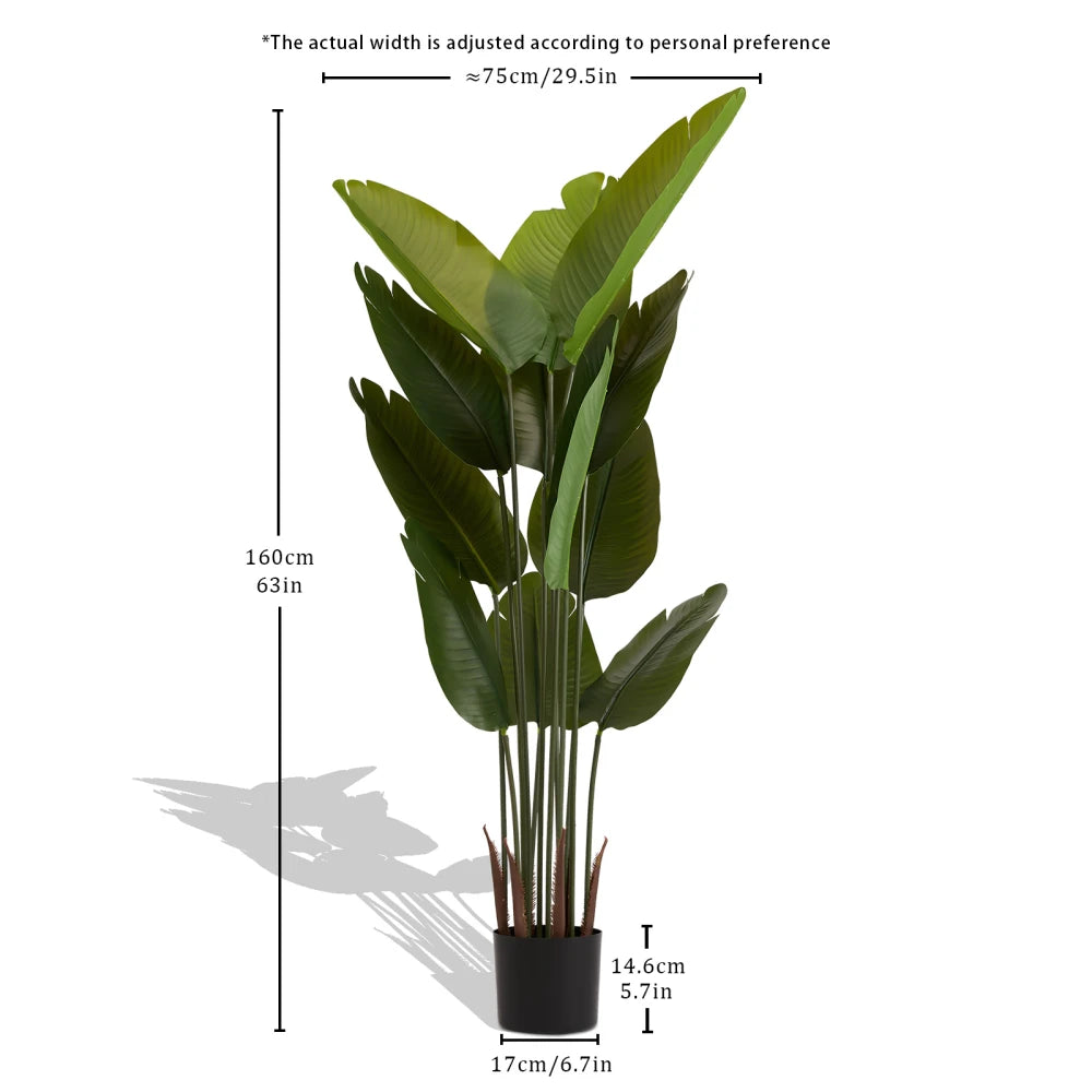 Artificial Bird of Paradise Plant — 5.2 ft, 12 Leaves, Set of 2