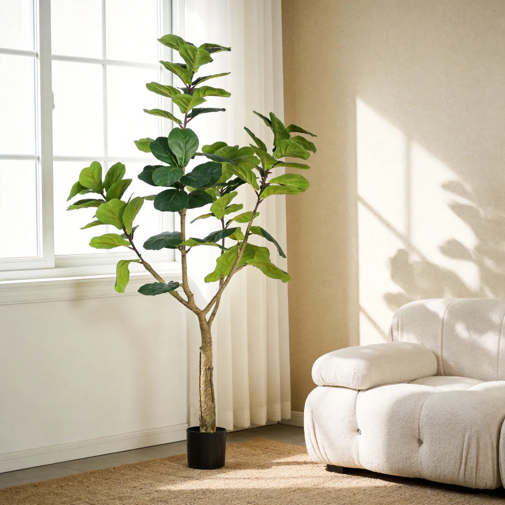 Artificial Fiddle Leaf Fig Tree — 6 ft, Plastic Pot