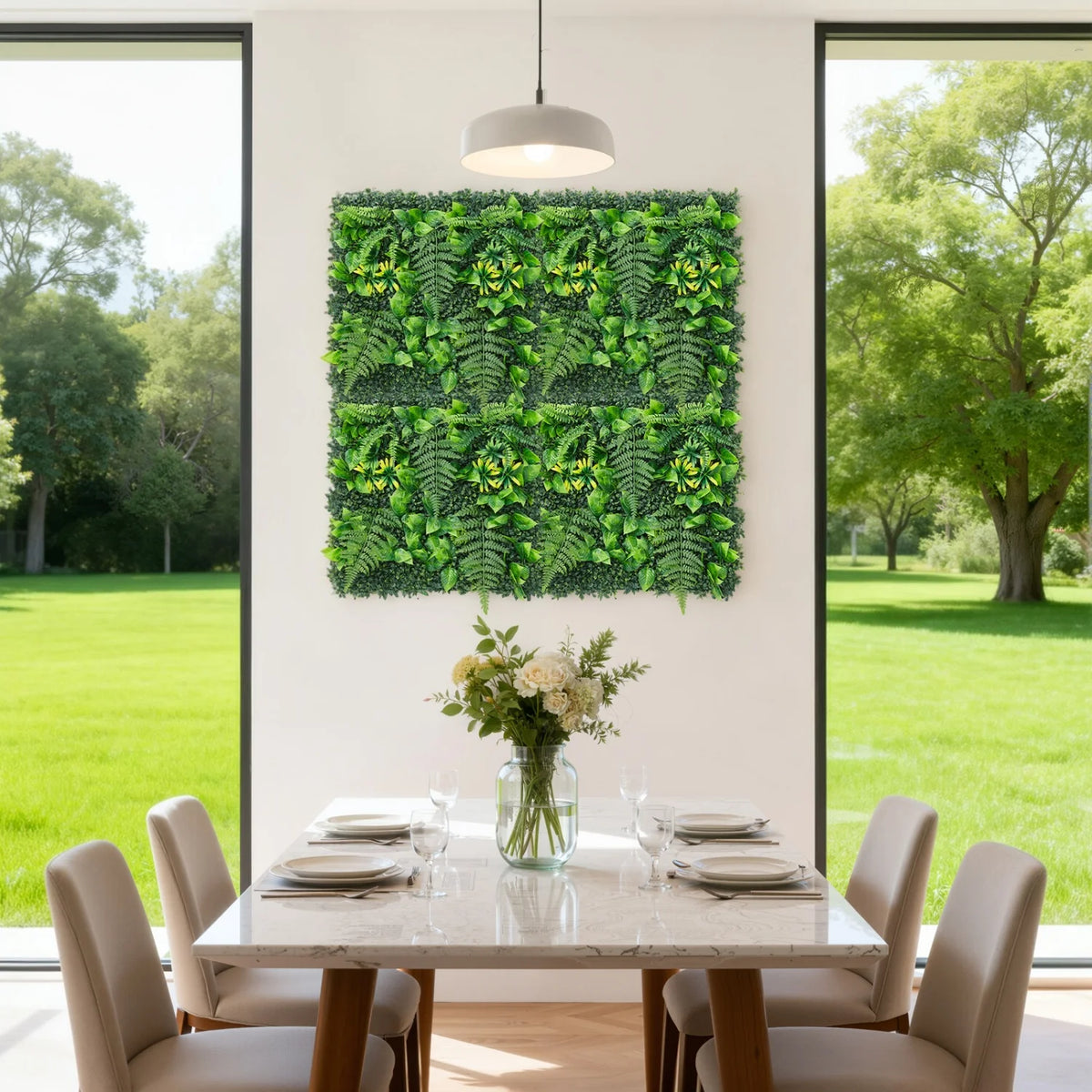 Artificial Green Wall Panels, 50 x 50 cm, Set of 4, 8 or 12, 1 to 3 m² Coverage