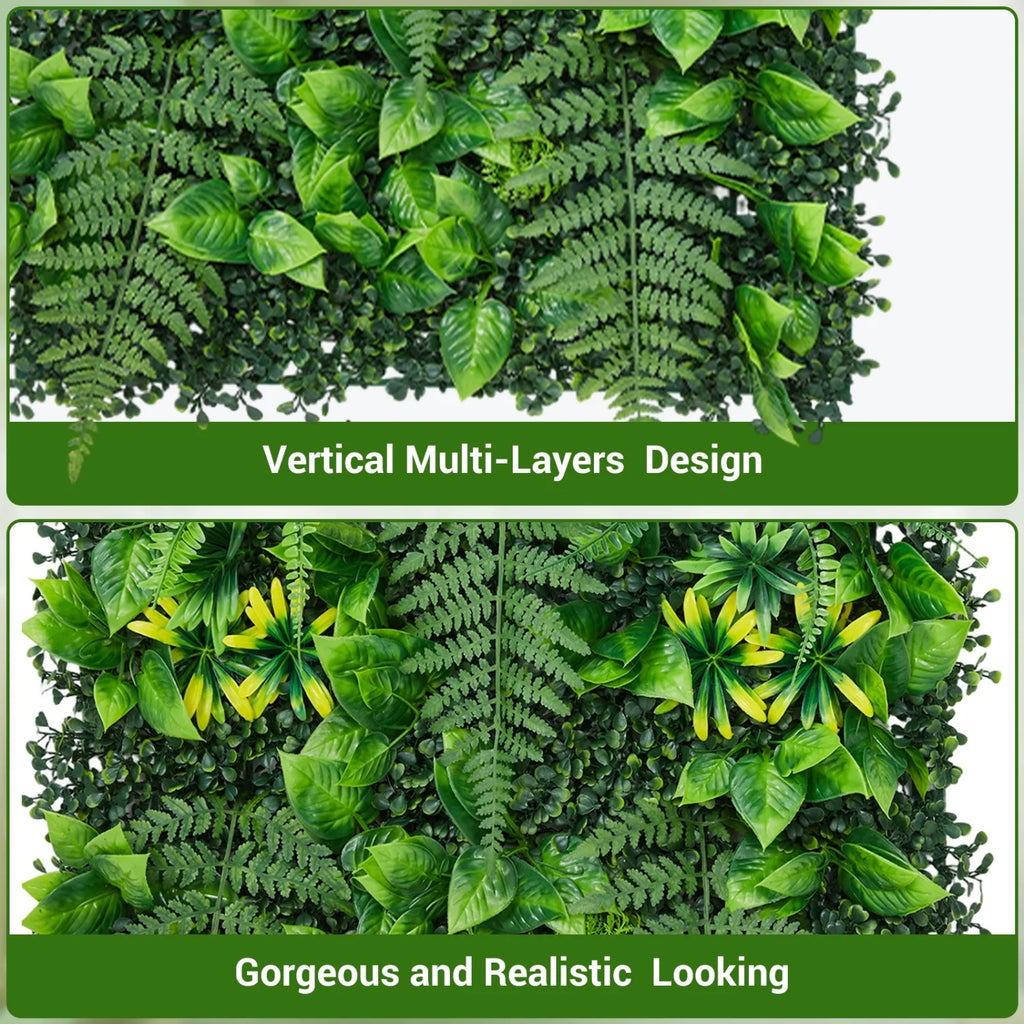 Artificial Green Wall Panels, 50 x 50 cm, Set of 4, 8 or 12, 1 to 3 m² Coverage