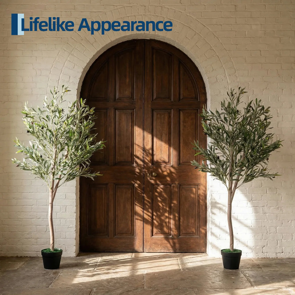 Artificial Olive Tree — 5 ft, Natural Wood Trunk with Lifelike Fruit