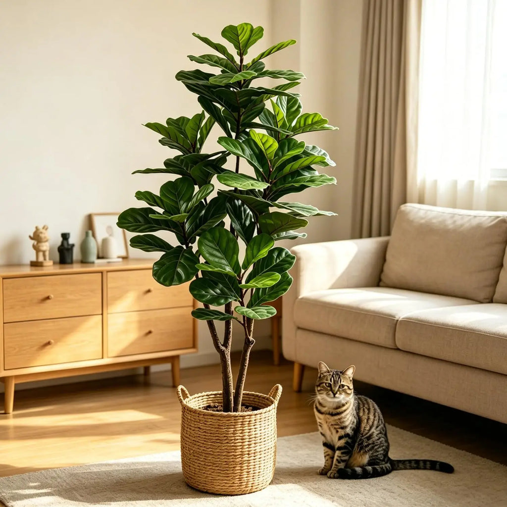 Artificial Fiddle Leaf Fig Tree — 160 to 180 cm, Nested Grower Pot, Textured Trunk