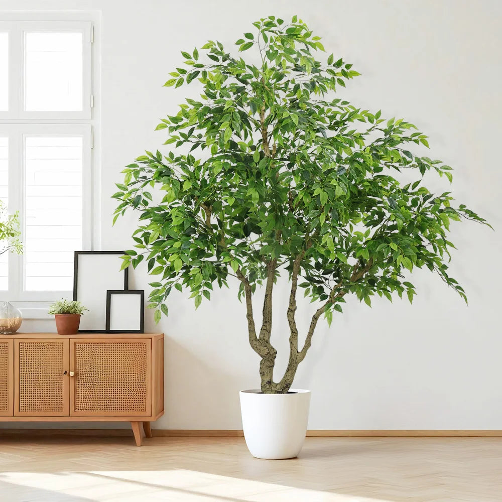 Artificial Banyan Tree — 7 ft, Natural Wood Trunk, Silk Leaves