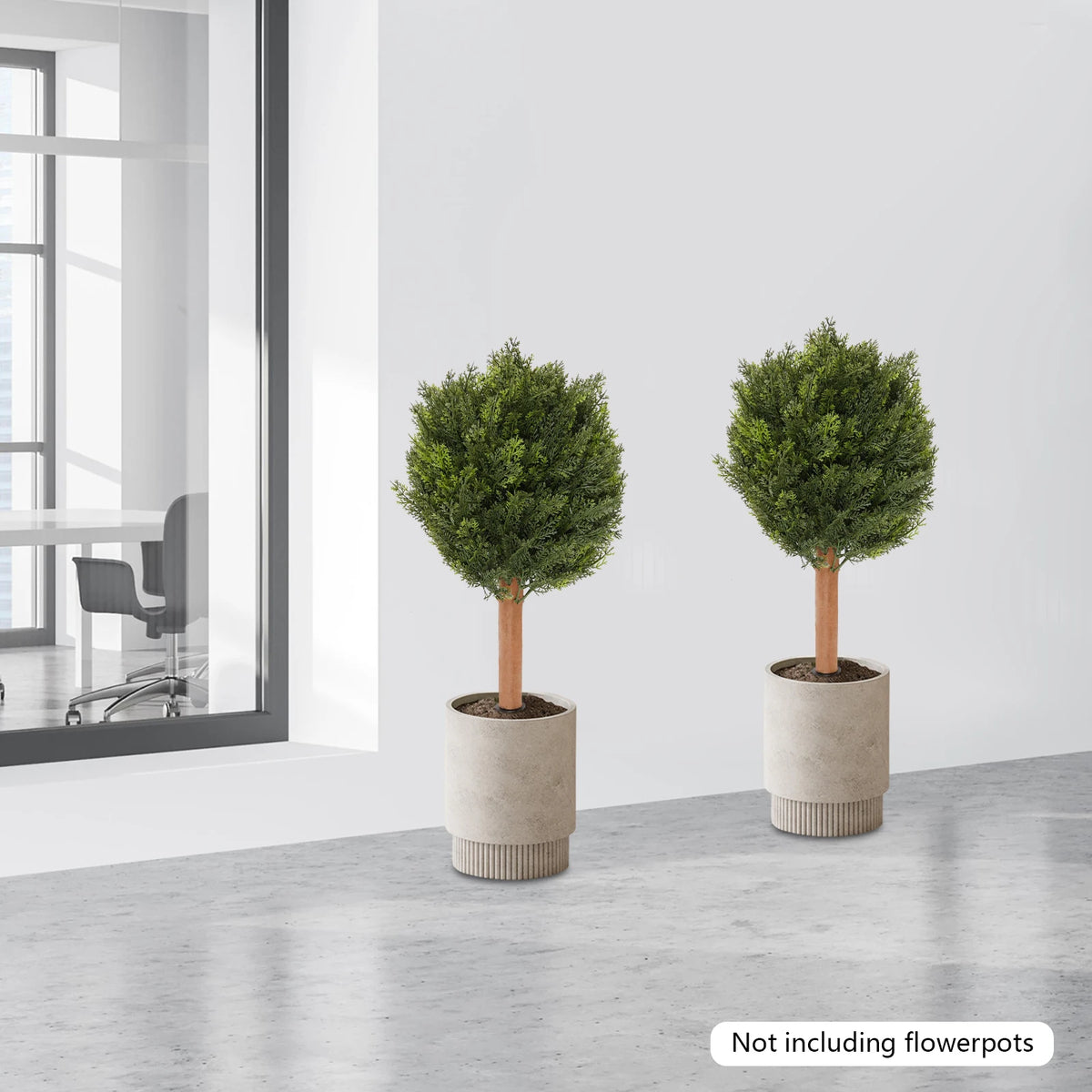 Artificial Cypress Trees, 2.3 ft, Set of 2 with Ground Spikes