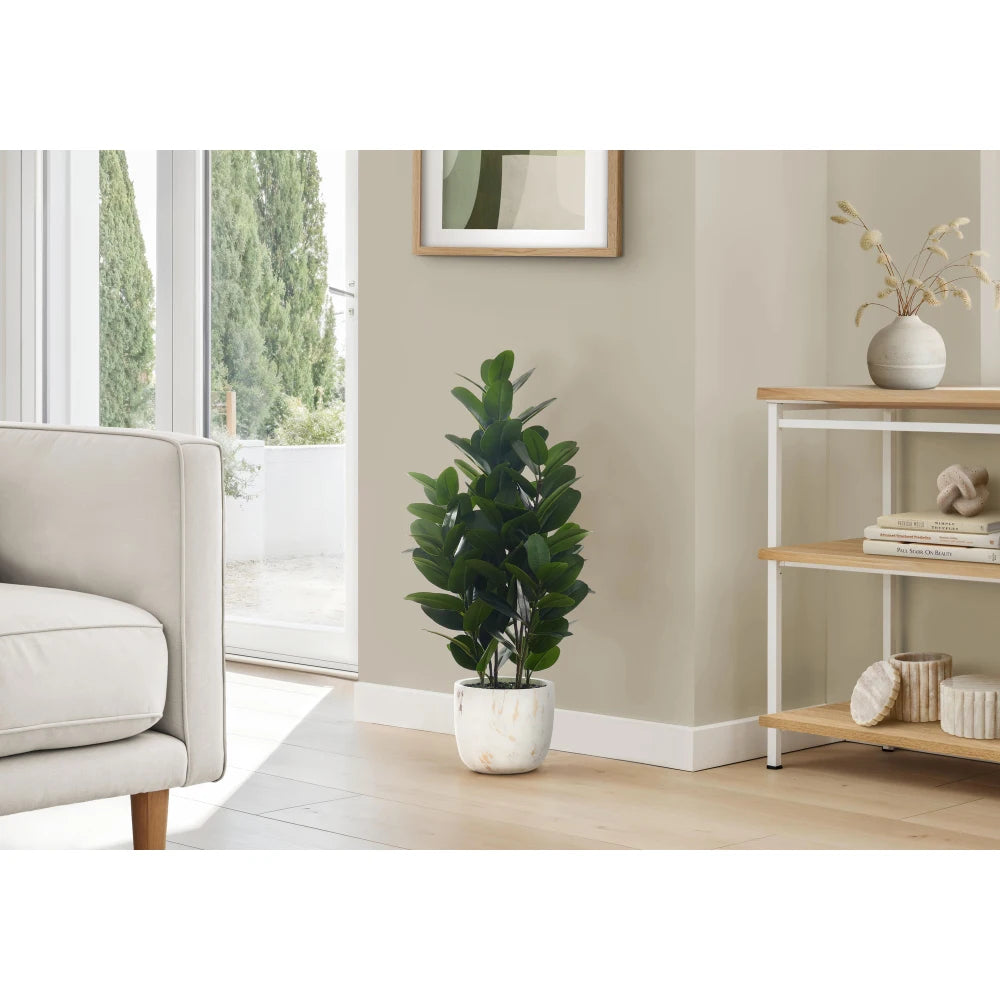 Artificial Garcinia Tree — 31 in, 120 Real-Touch Leaves in a White Cement Pot
