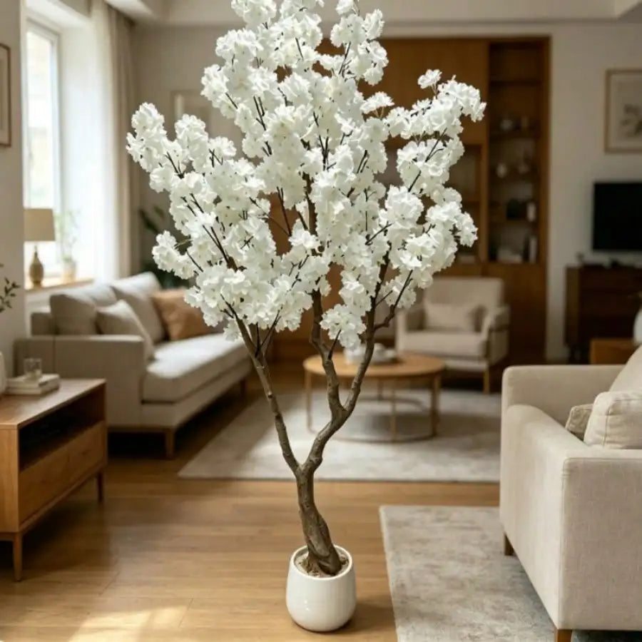 Artificial Cherry Blossom Tree — 6 ft, Pink Blossoms with Textured Trunk