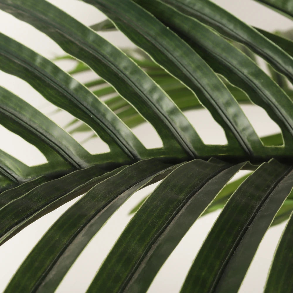 Artificial Golden Cane Palm Tree, Black Plastic Pot