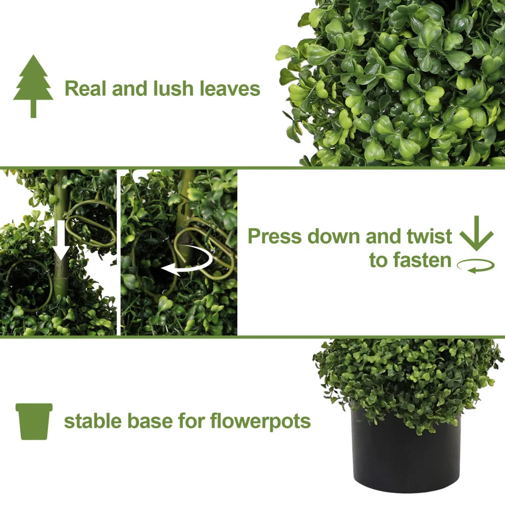 Artificial Spiral Boxwood Topiary — 7 ft, Potted, for Covered Outdoor