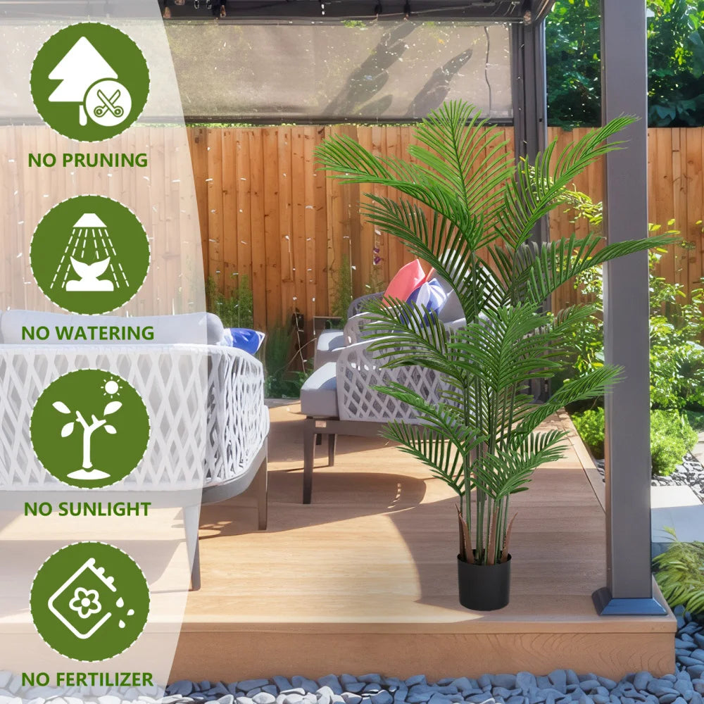 Artificial Areca Palm (Dypsis Lutescens) — 5.2 ft, UV-Resistant, Set of 2