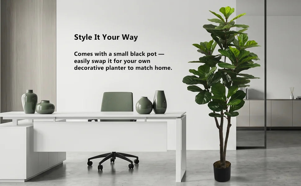 Artificial Fiddle Leaf Fig Tree — 160 to 180 cm, Nested Grower Pot, Textured Trunk