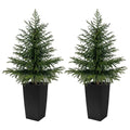 Artificial Norfolk Pine Trees — 4 ft, Set of 2, Black or White Planter