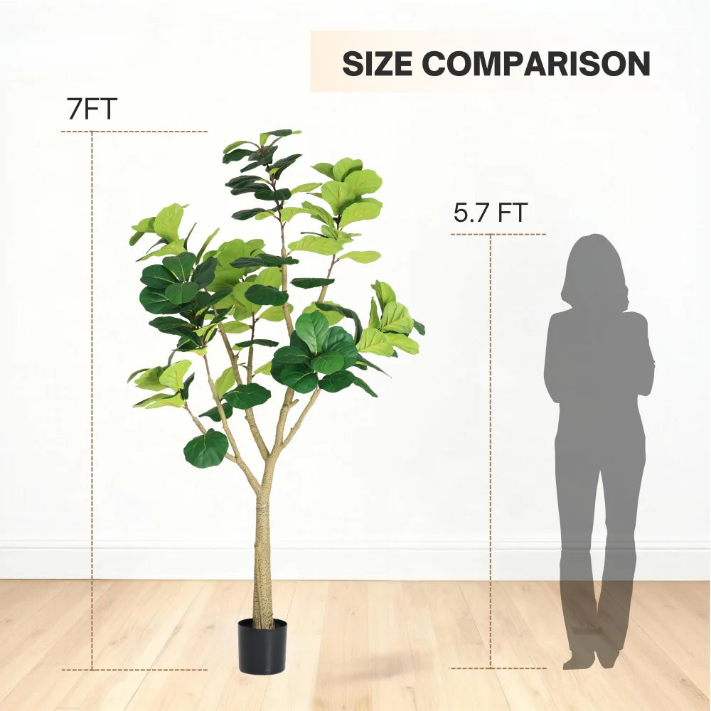 Artificial Fiddle Leaf Fig Tree — 7 ft, Potted