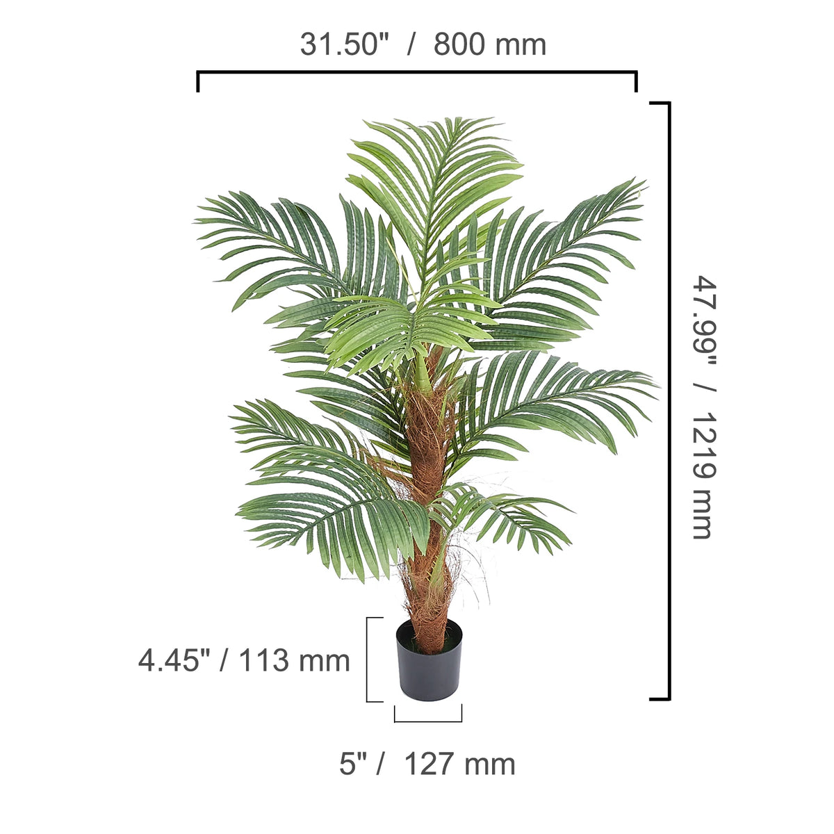 Artificial Palm Tree — Single or Pair, PE Foliage on Stainless-Steel Branches