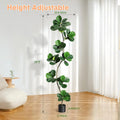 Artificial Fiddle Leaf Fig Tree — 4 to 6 ft, S-Shaped Trunk, Black Pot