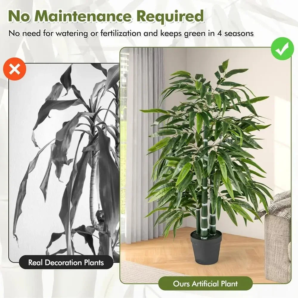 Artificial Bamboo Trees — Set of 2, Three PE Trunks Each