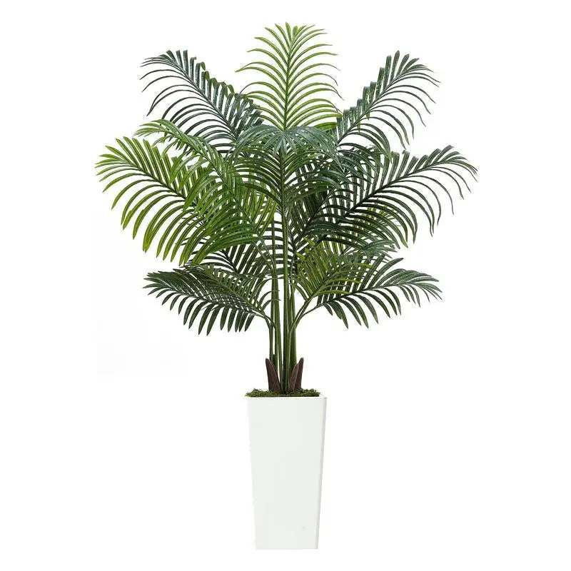 Artificial Areca Palm Tree — 5 ft, 12-Stem, White Tall Planter