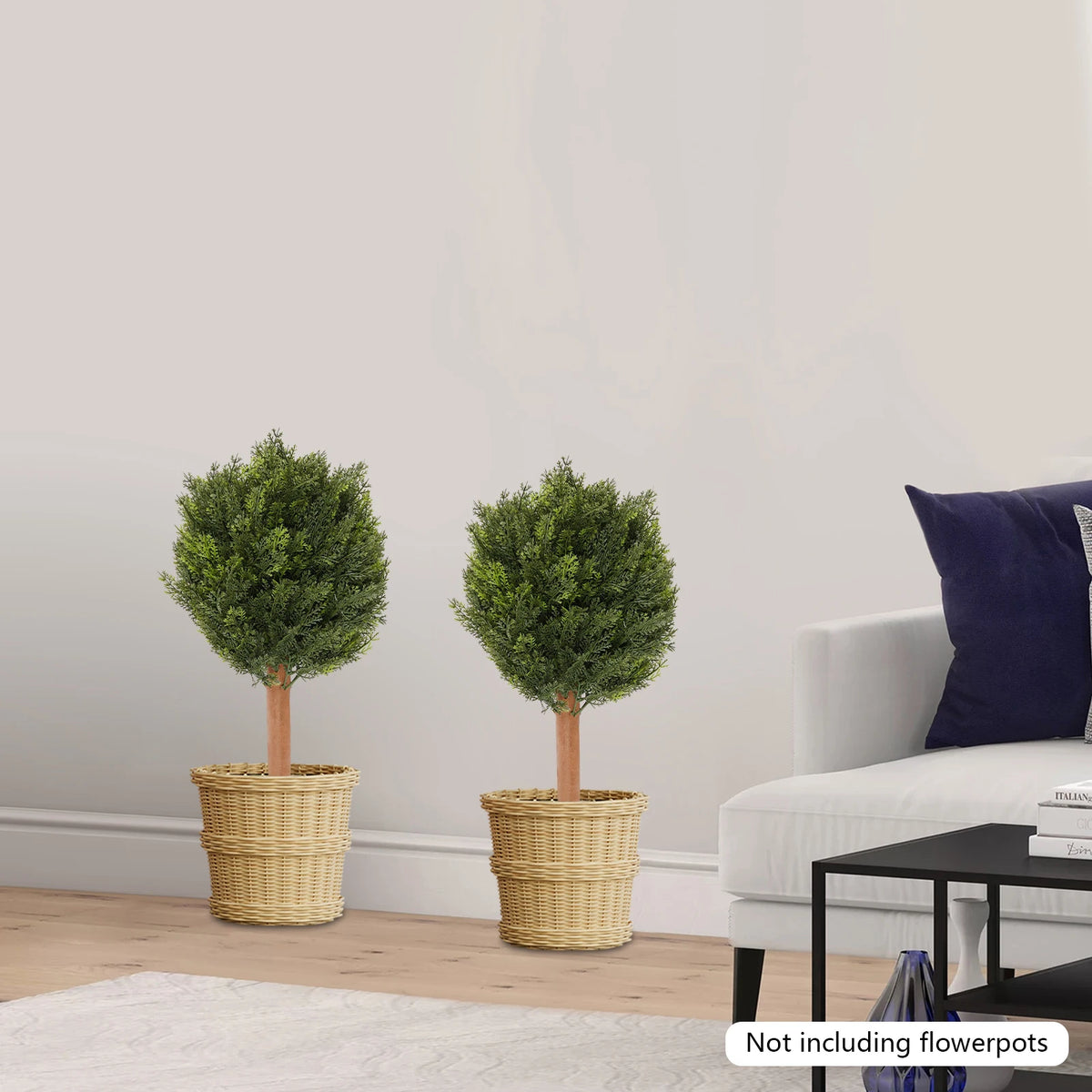 Artificial Cypress Trees, 2.3 ft, Set of 2 with Ground Spikes