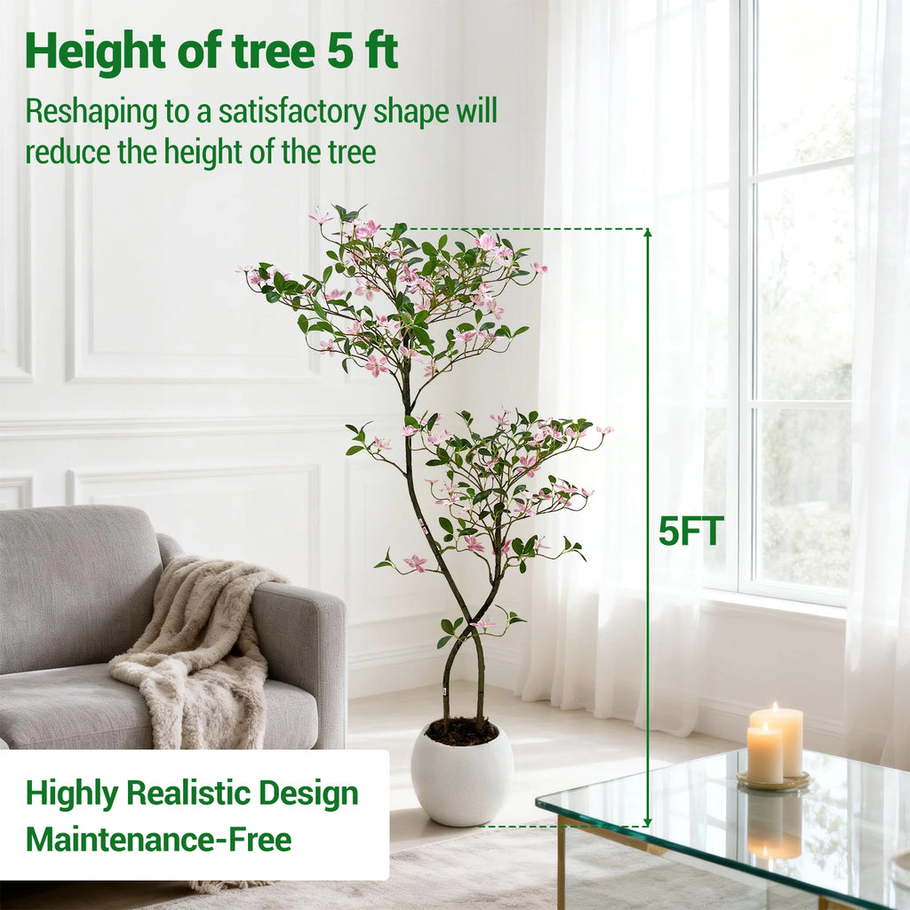 Artificial Jasmine Tree — 4 to 6 ft, Silk Blossoms on Plastic Stems