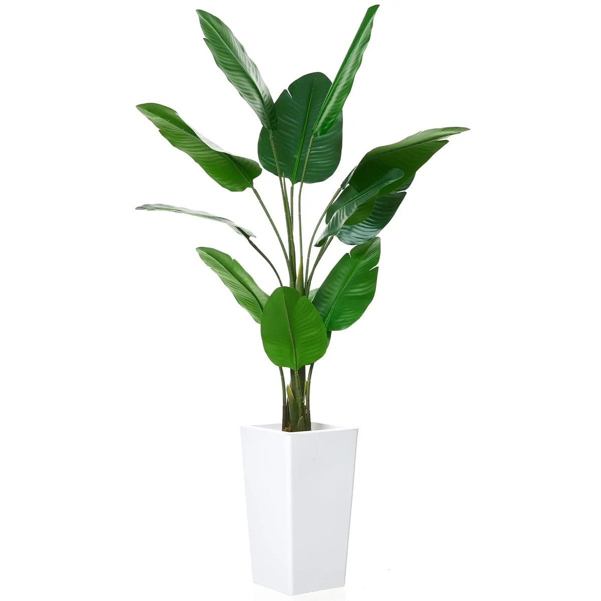 Artificial Banana Tree — 4.8 ft, Tall White Planter